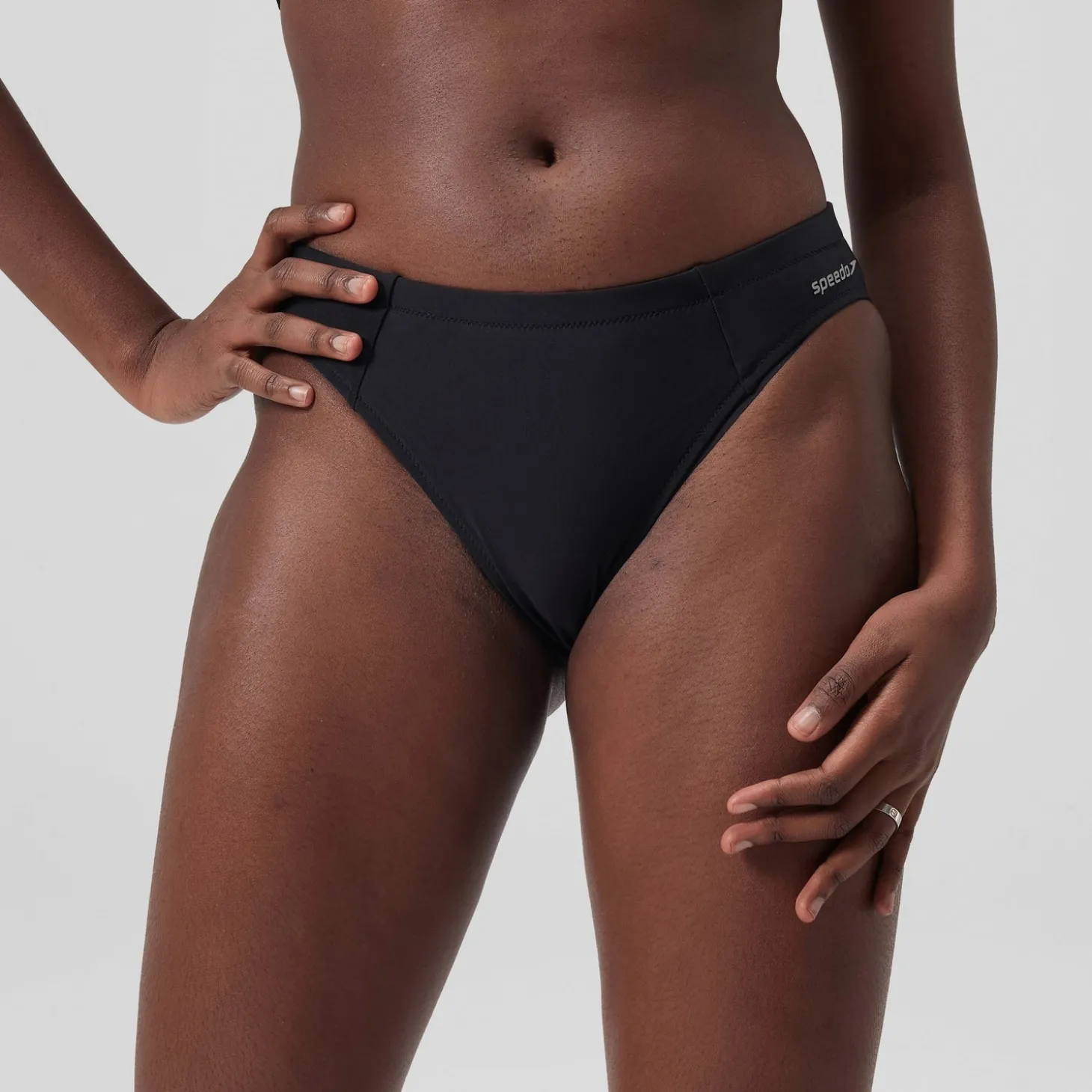 Bas de bikini classique uni Femme Gris foncé