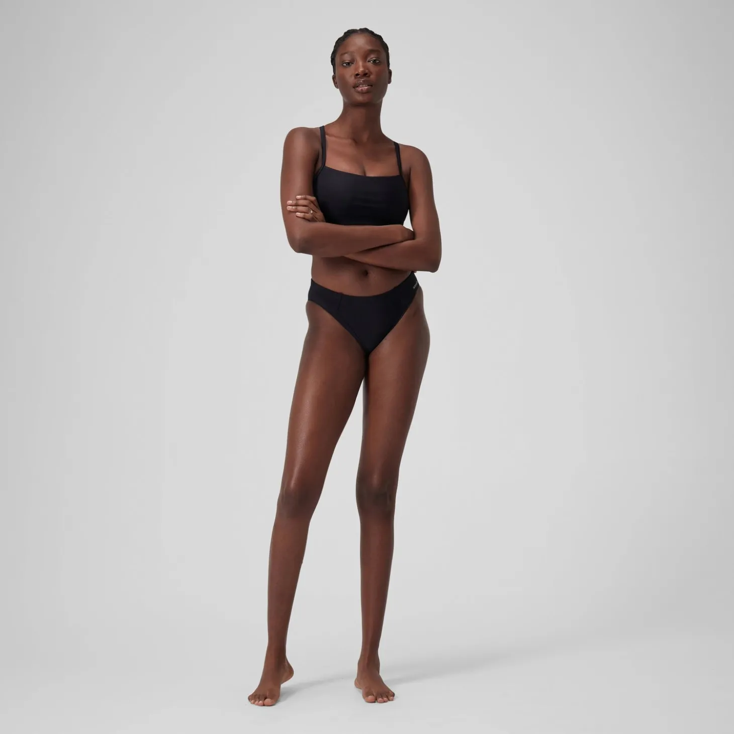 Bas de bikini classique uni Femme Gris foncé
