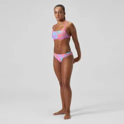 Bas de bikini Femme Club Training imprimé rose/vert