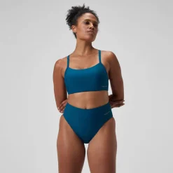 Bas de bikini Femme Solid taille haute sarcelle foncé