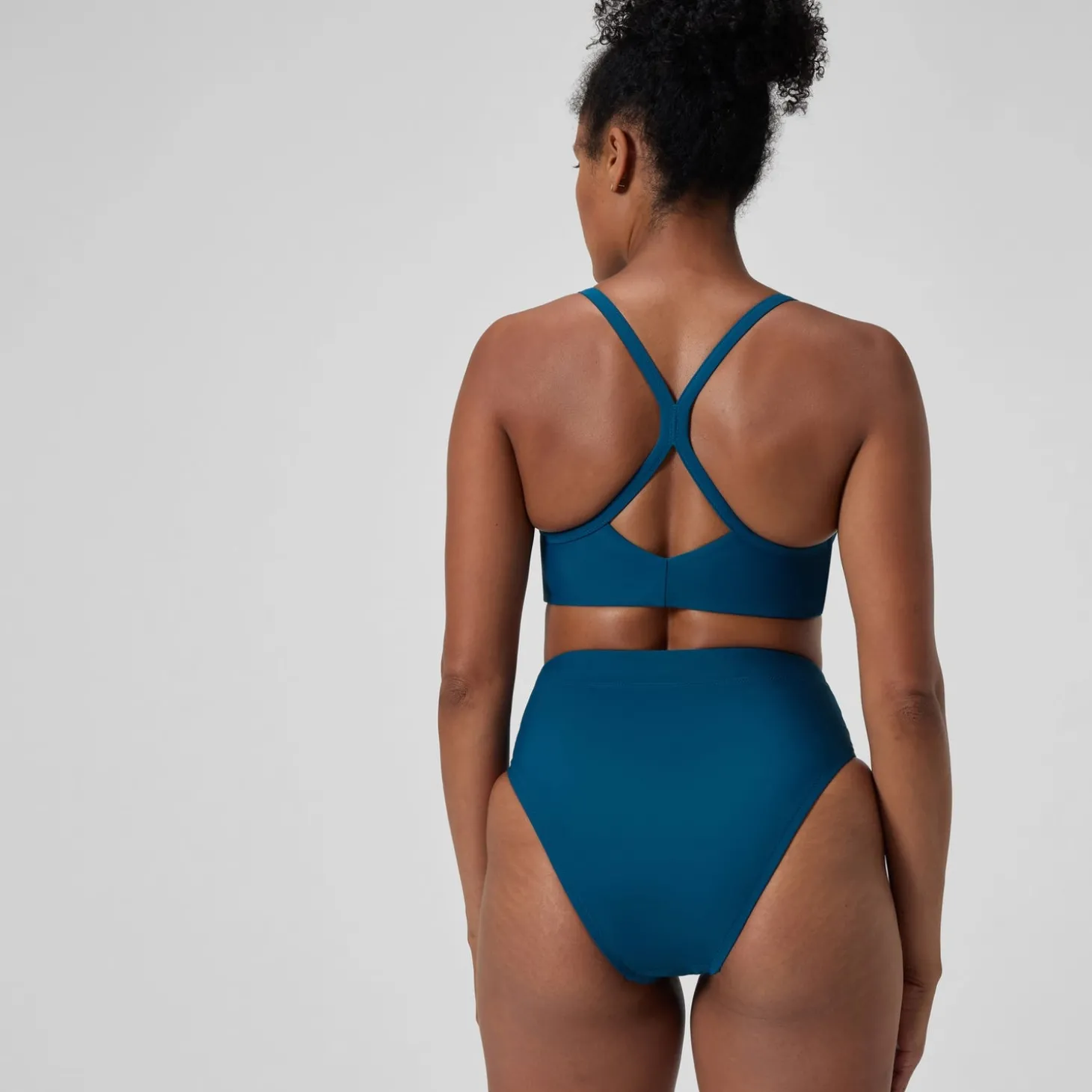 Bas de bikini Femme Solid taille haute sarcelle foncé