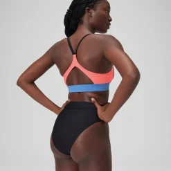 Bas de bikini taille haute uni Femme Gris foncé