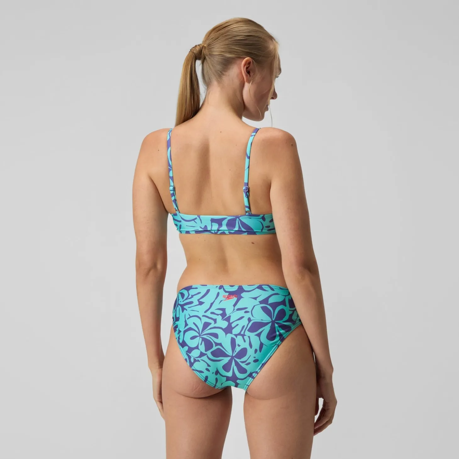 Bikini Femme ajustable à fines bretelles et imprimés bleu/vert