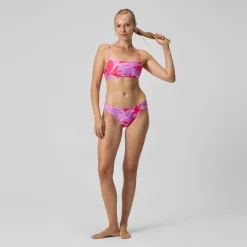 Bikini Femme ajustable à fines bretelles et imprimés rouge