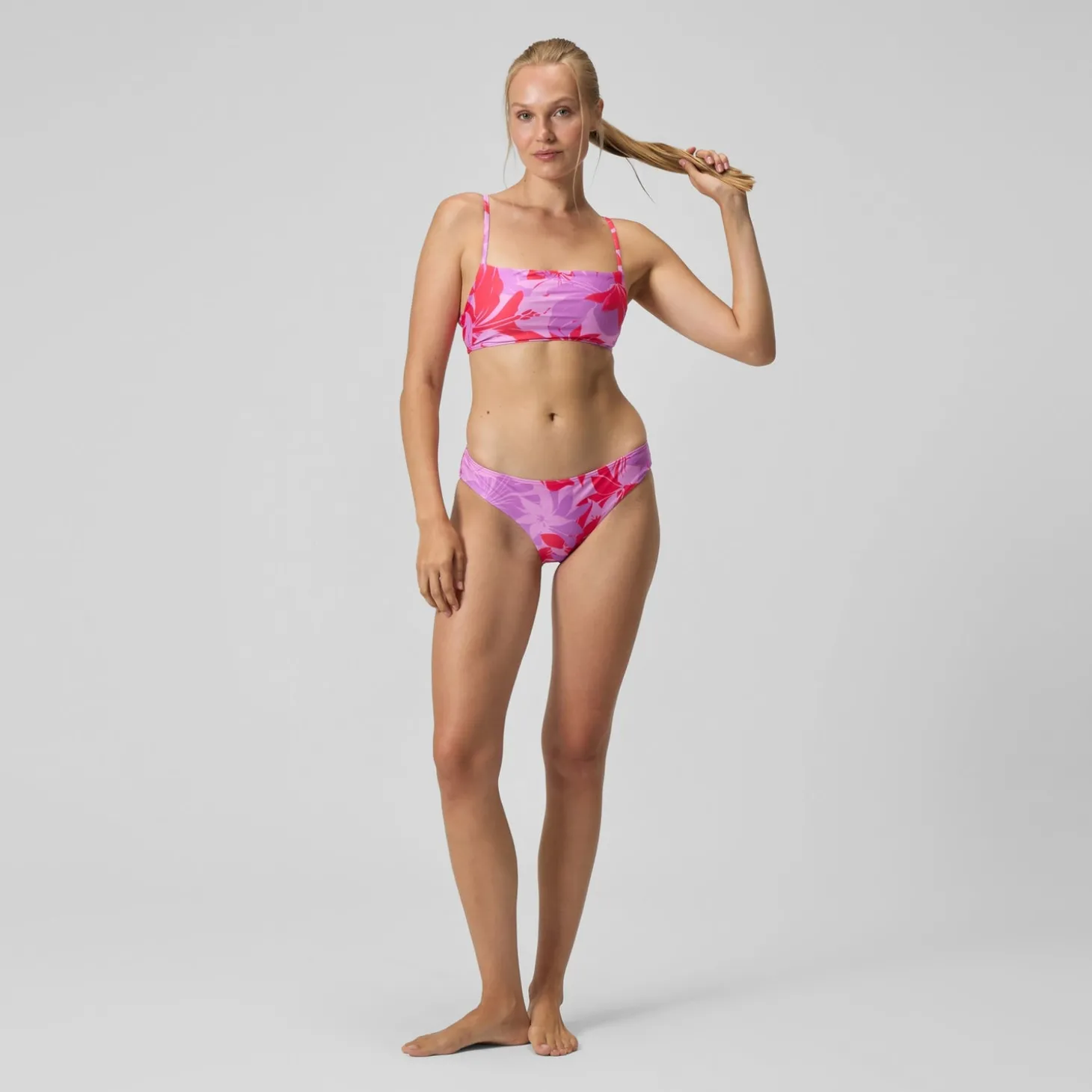 Bikini Femme ajustable à fines bretelles et imprimés rouge