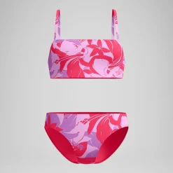 Bikini Femme ajustable à fines bretelles et imprimés rouge