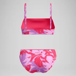 Bikini Femme ajustable à fines bretelles et imprimés rouge