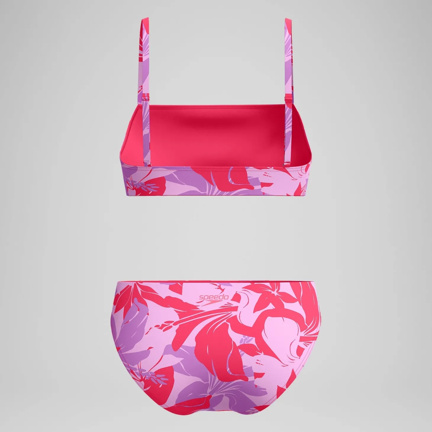 Bikini Femme ajustable à fines bretelles et imprimés rouge