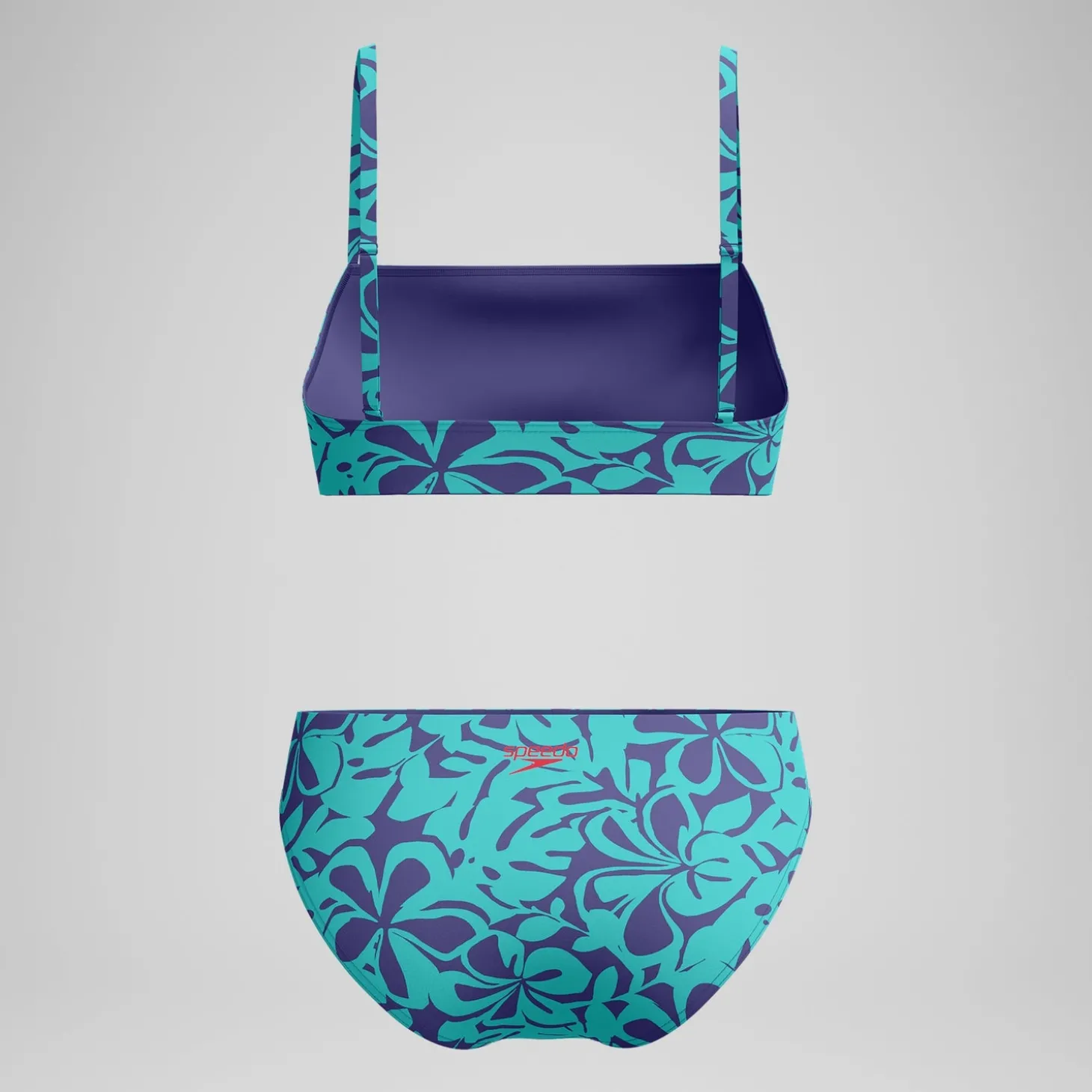 Bikini Femme ajustable à fines bretelles et imprimés bleu/vert