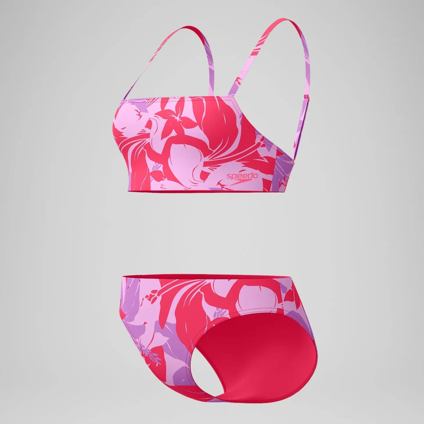Bikini Femme ajustable à fines bretelles et imprimés rouge