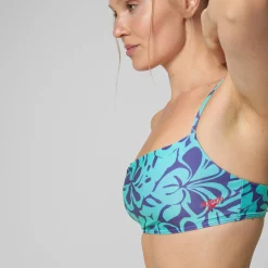 Bikini Femme ajustable à fines bretelles et imprimés bleu/vert