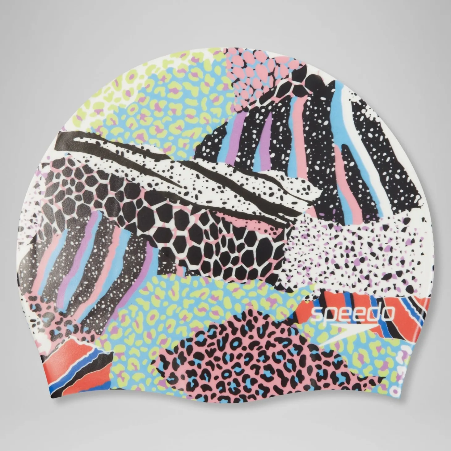 Bonnet de bain à imprimé numérique Blanc/Noir/Vert Matcha