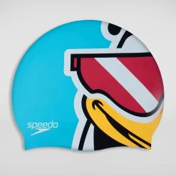 Bonnet de bain à imprimé personnage bleu
