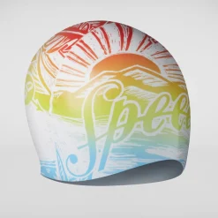 Bonnet de bain Adulte en silicone imprimé orange/bleu