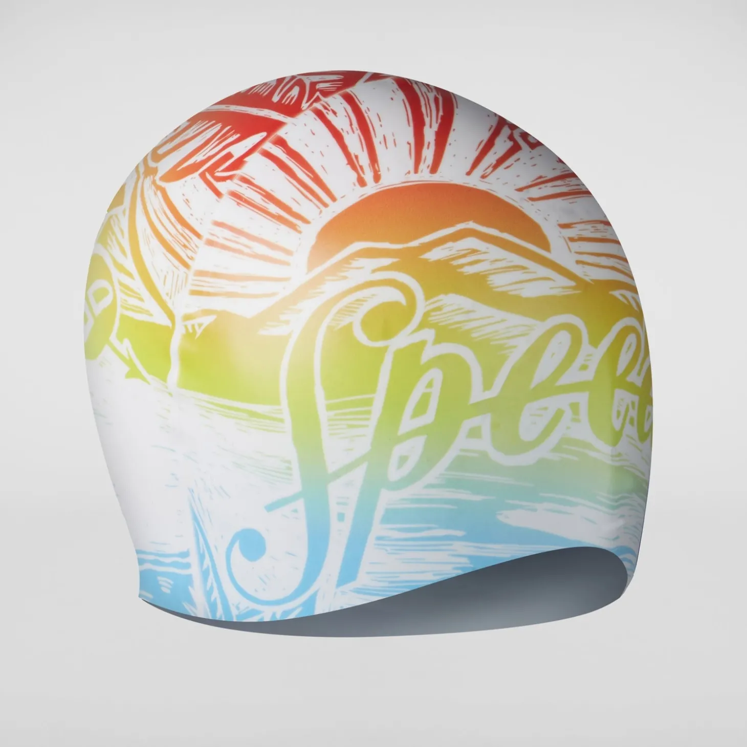 Bonnet de bain Adulte en silicone imprimé orange/bleu