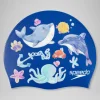 Bonnet de bain enfant à imprimé numérique Bleu impérial/Bleu picton/Bleu curieux