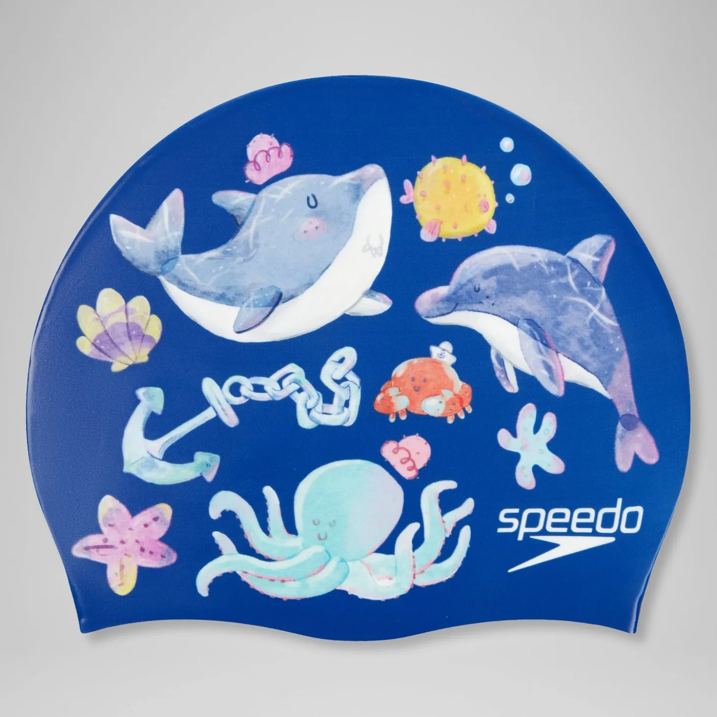 Bonnet de bain enfant à imprimé numérique Bleu impérial/Bleu picton/Bleu curieux
