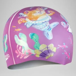 Bonnet de bain enfant à imprimé numérique Rose kiki/Cyclamen/Pétale