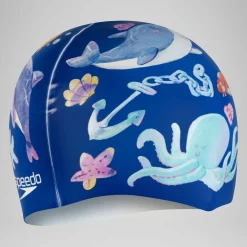 Bonnet de bain enfant à imprimé numérique Bleu impérial/Bleu picton/Bleu curieux