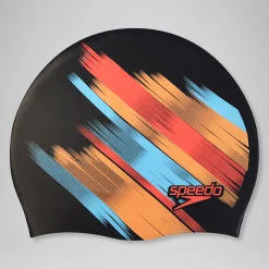 Bonnet de bain moulé en silicone réversible Noir/Rouge sirène/Nectarine