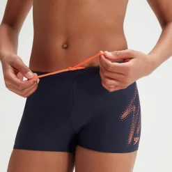 Boxer de bain Garçon HyperBoom Logo Placement bleu marine/orange