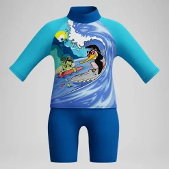 Boxer de bain Garçon Learn to Swim imprimé numérique bleu