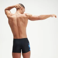 Boxer de bain Homme Allover coupe en V noir/bleu