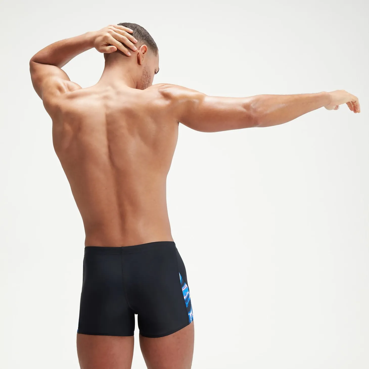 Boxer de bain Homme Allover coupe en V noir/bleu