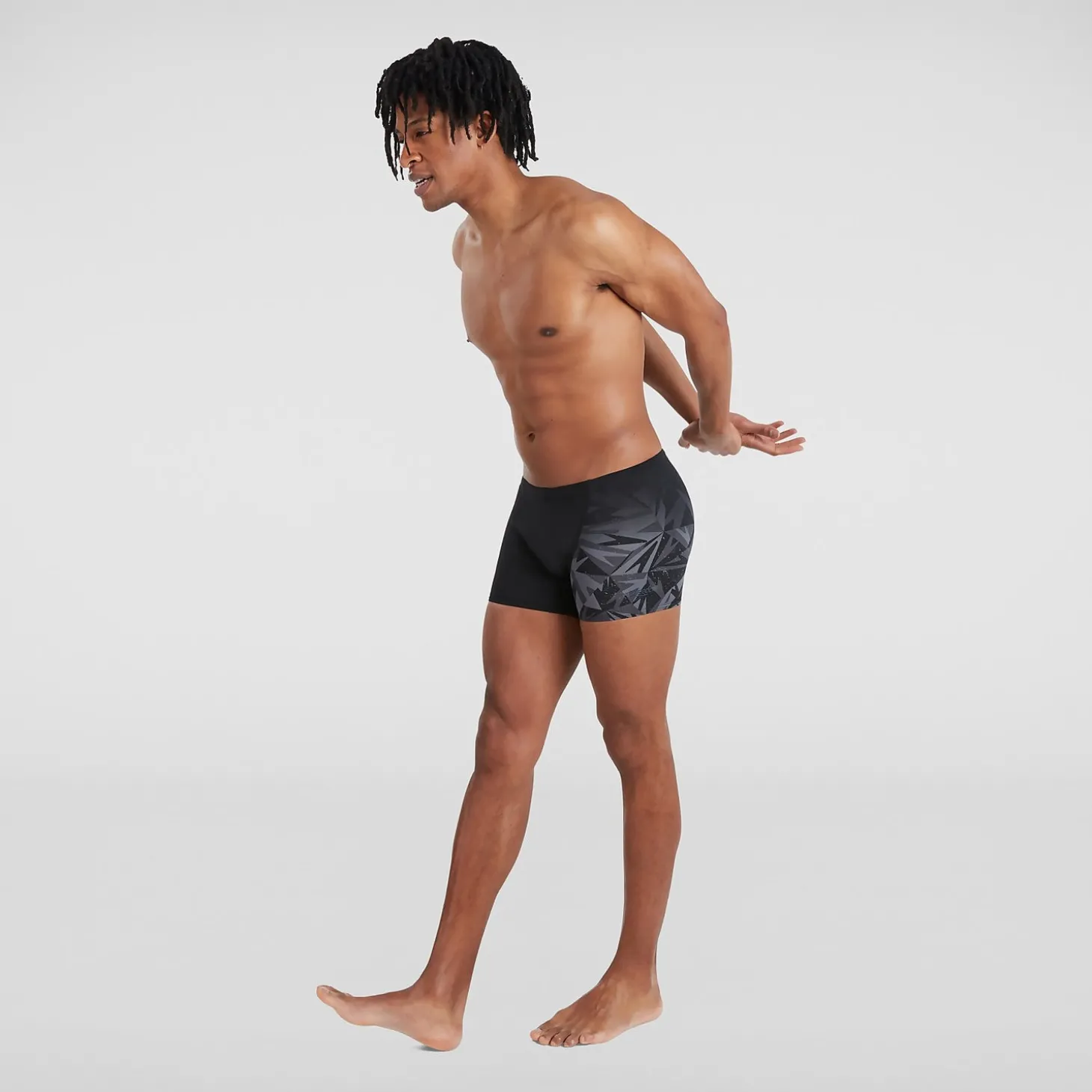 Boxer de bain Homme Allover coupe en V noir/gris