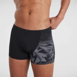 Boxer de bain Homme Allover coupe en V noir/gris
