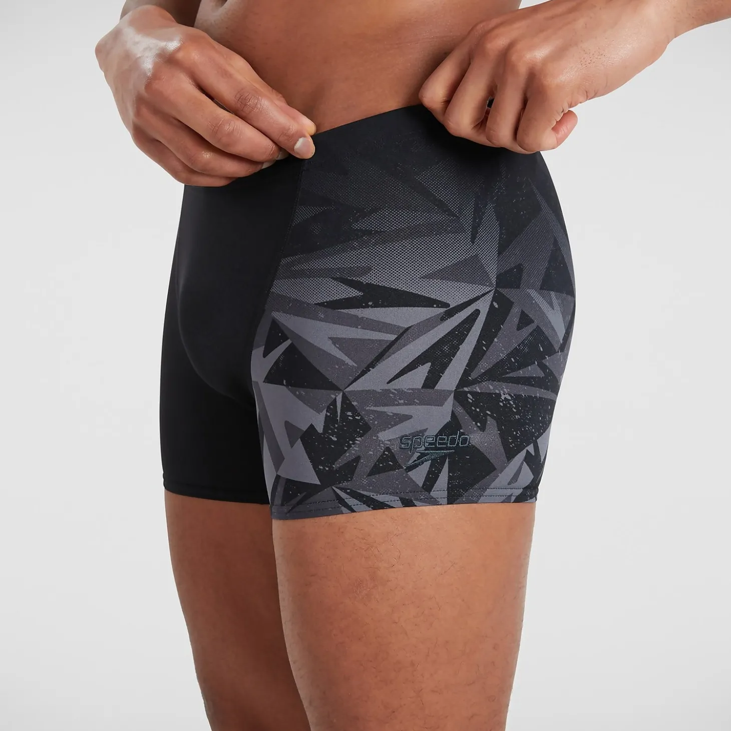 Boxer de bain Homme Allover coupe en V noir/gris