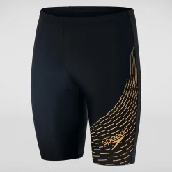 Boxer de bain Homme Allover coupe en V noir/orange