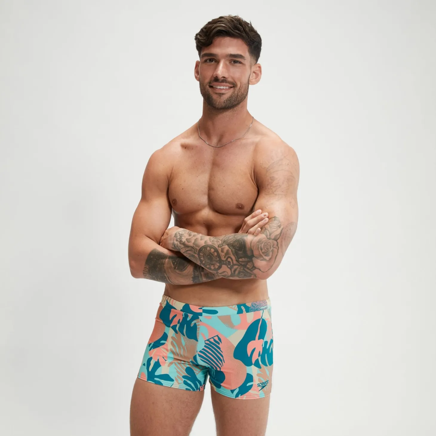 Boxer de bain Homme Escape bleu/rose
