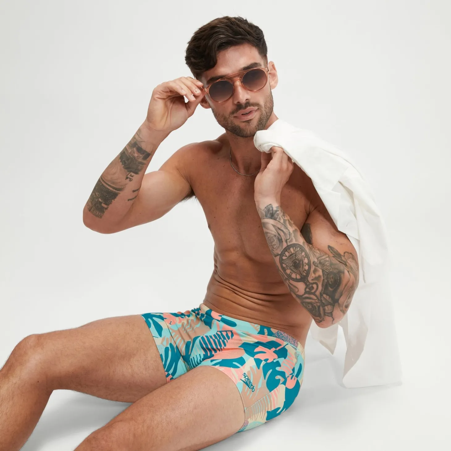 Boxer de bain Homme Escape bleu/rose