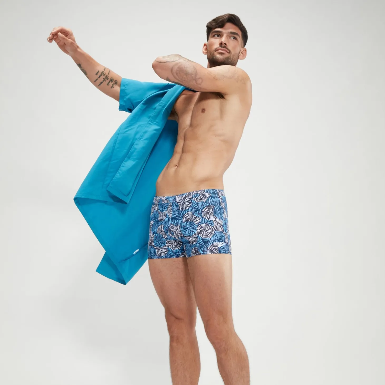 Boxer de bain Homme Escape bleu/blanc