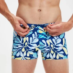 Boxer de bain Homme Escape bleu/blanc