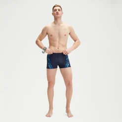 Boxer de bain Homme Tech Imprimé bleu marine/bleu