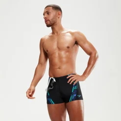 Boxer de bain Homme Tech Print noir/bleu