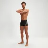 Boxer de bain imprimé Duo Logo Homme noir/jaune