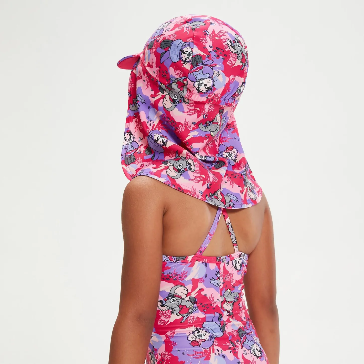 Chapeau de protection solaire Bébé Learn To Swim rose