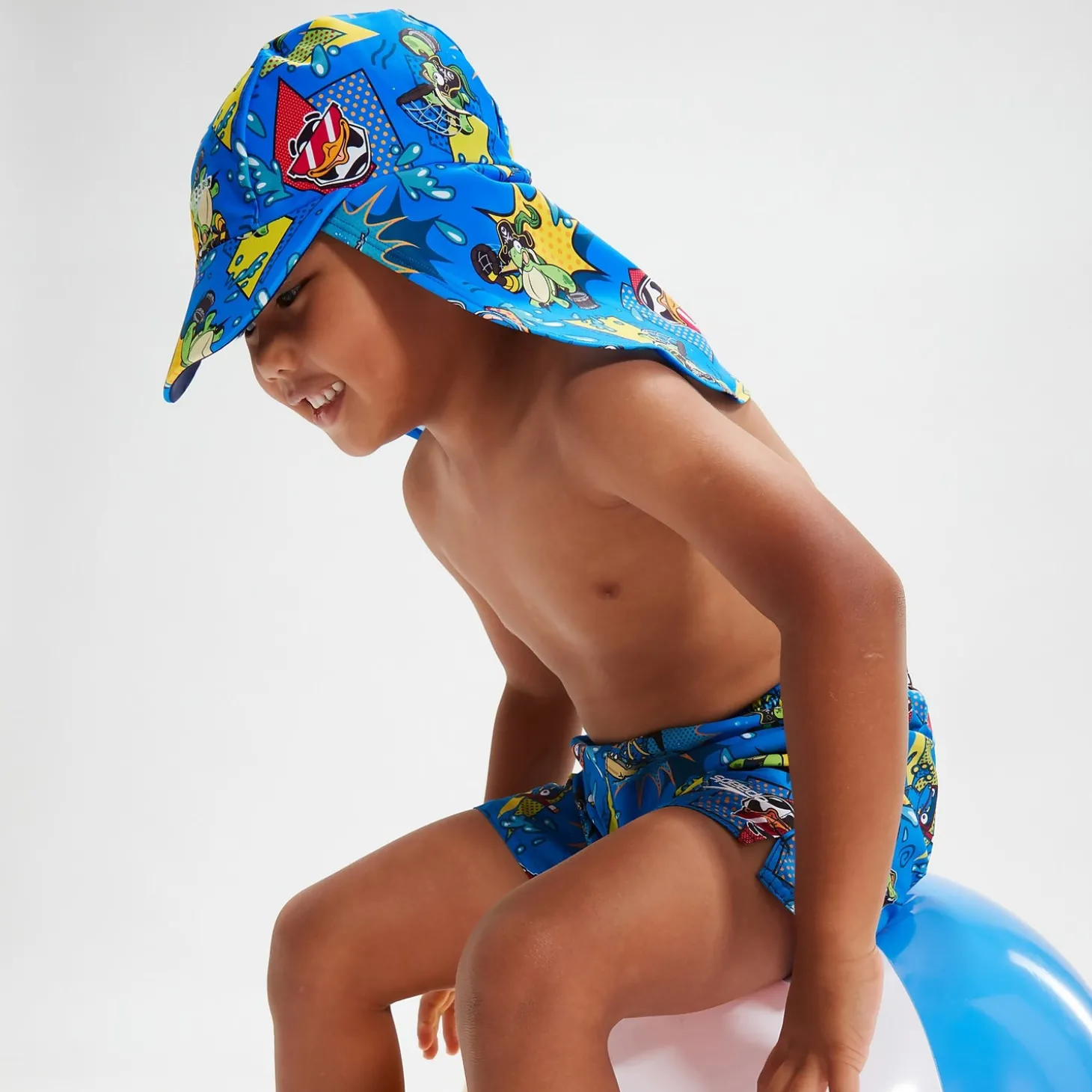 Chapeau de protection solaire Bébé Learn To Swim bleu