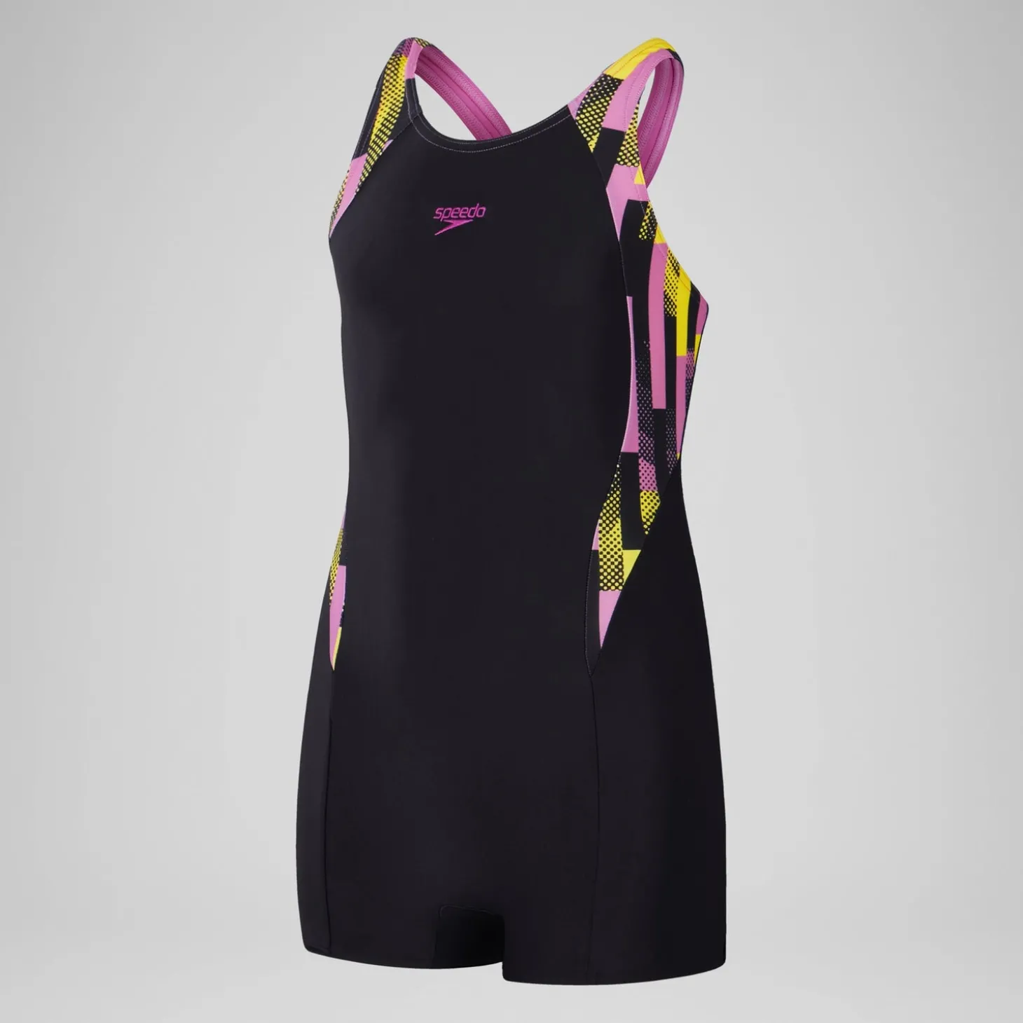 Combinaison courte Fille à empiècement imprimé pour Filles Noir/Rose kiki/Jus de citron
