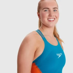 Combinaison Femme Fastskin LZR Pure Intent Dos fermé Bleu/Orange