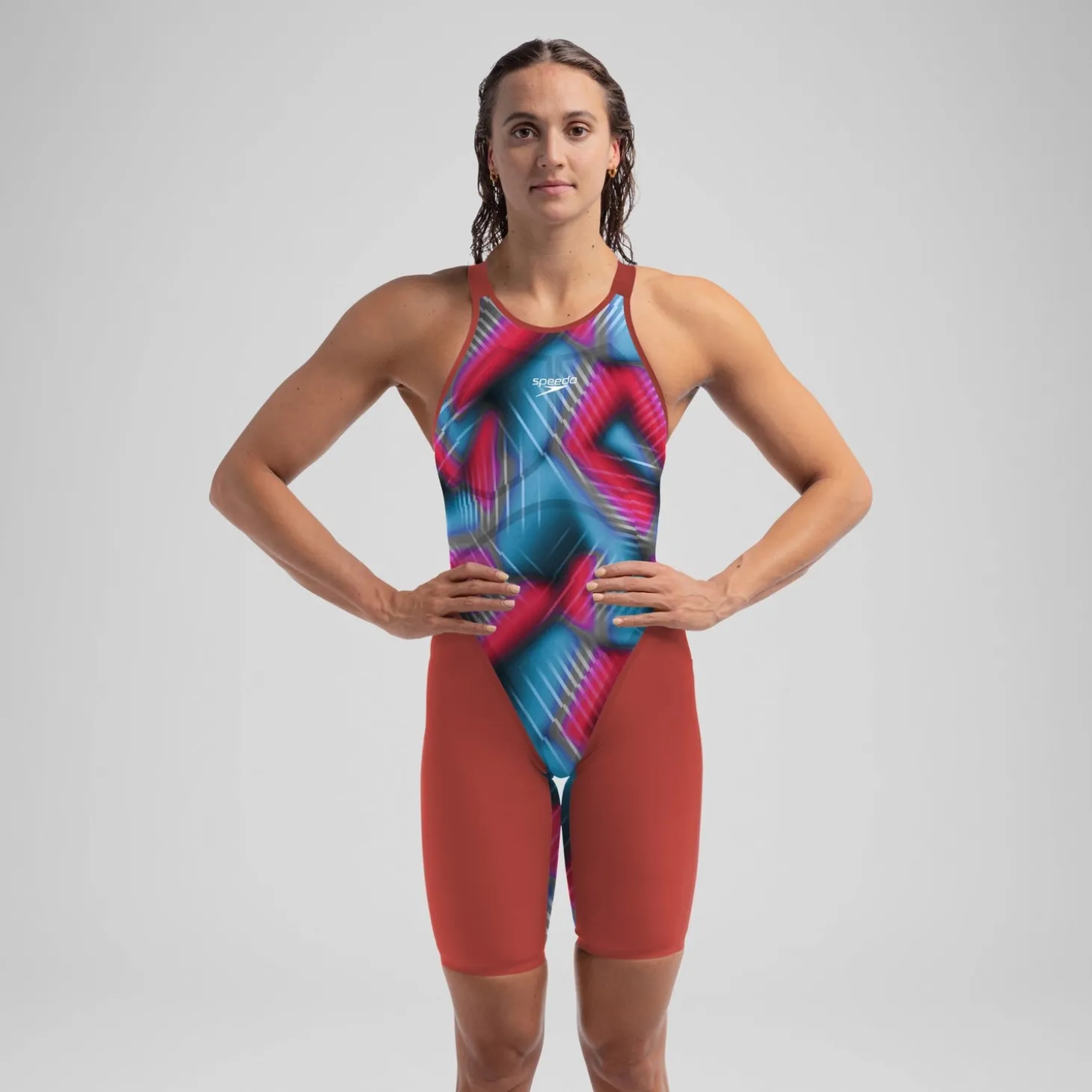 Combinaison partielle à dos ouvert - Fastskin LZR Pure Valor 2.0 pour Femmes Bleu/Rouge