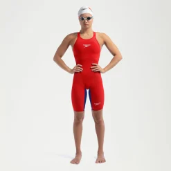Combinaison partielle dos fermé Femme Fastskin LZR Pure Valor 2.0 Rouge/Bleu