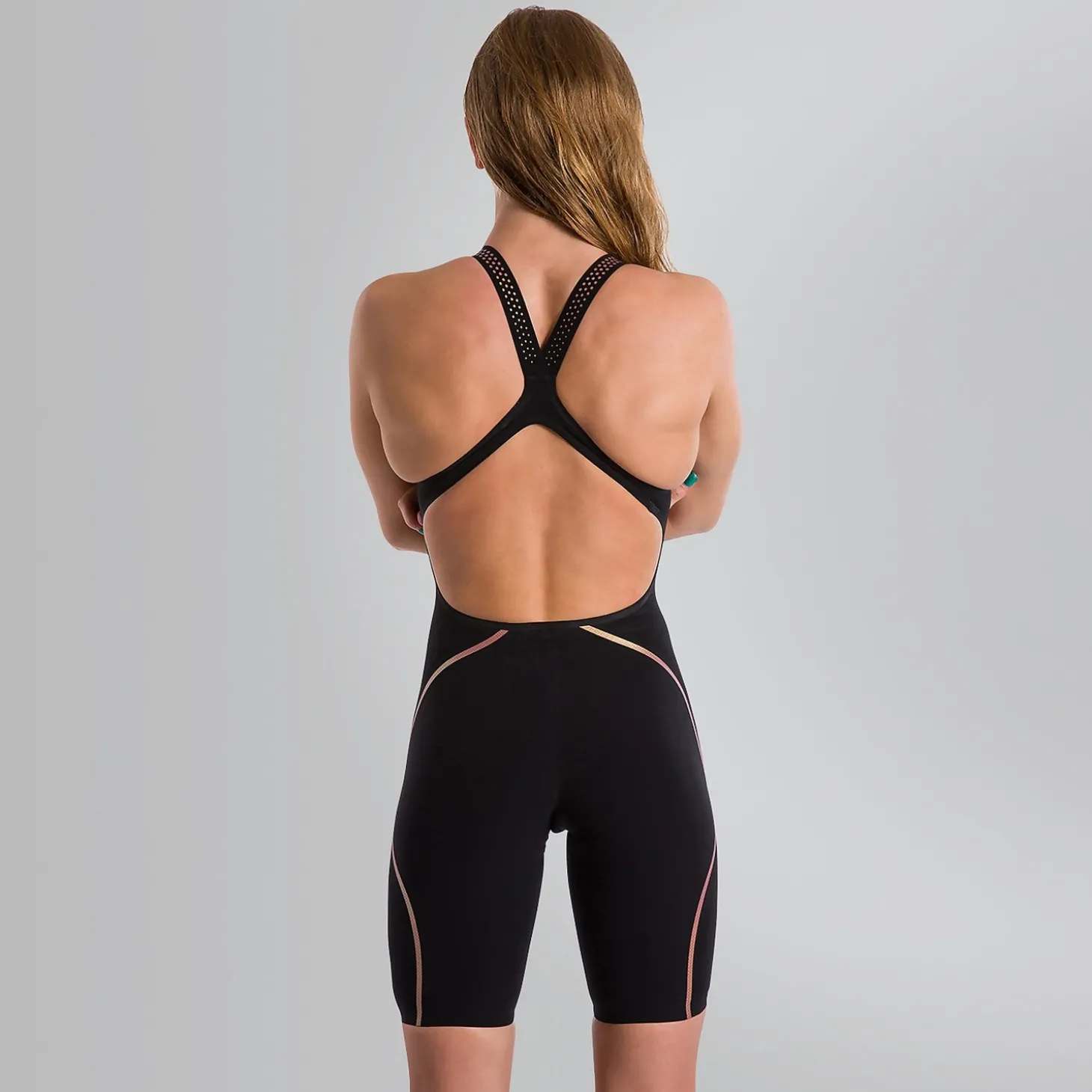 Combinaison partielle Femme LZR Pure Intent dos ouvert noir/doré