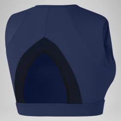 Crop top uni avec maille filet pour Femmes Bleu céruléen