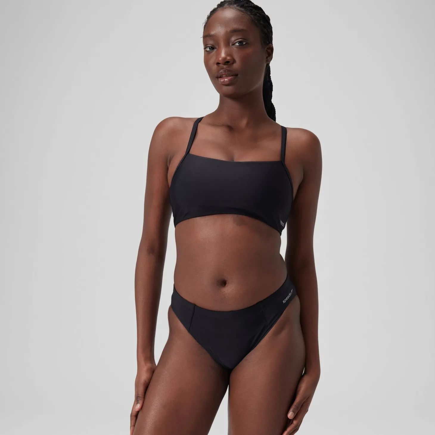 Haut court dos nageur Femme Gris foncé