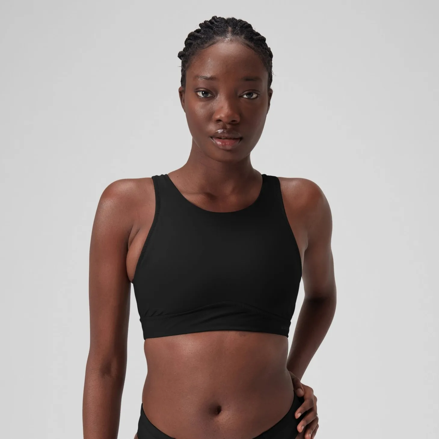 Haut court ras de cou uni Femme Gris foncé
