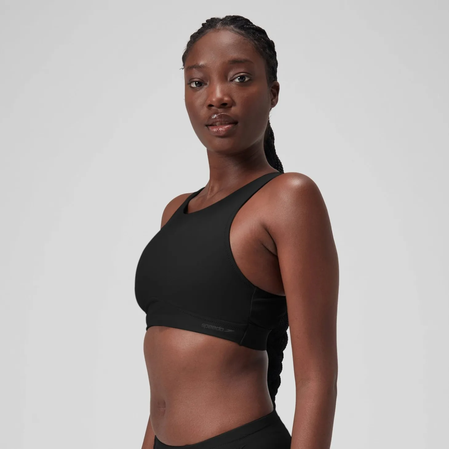 Haut court ras de cou uni Femme Gris foncé